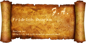 Fridrich Avarka névjegykártya